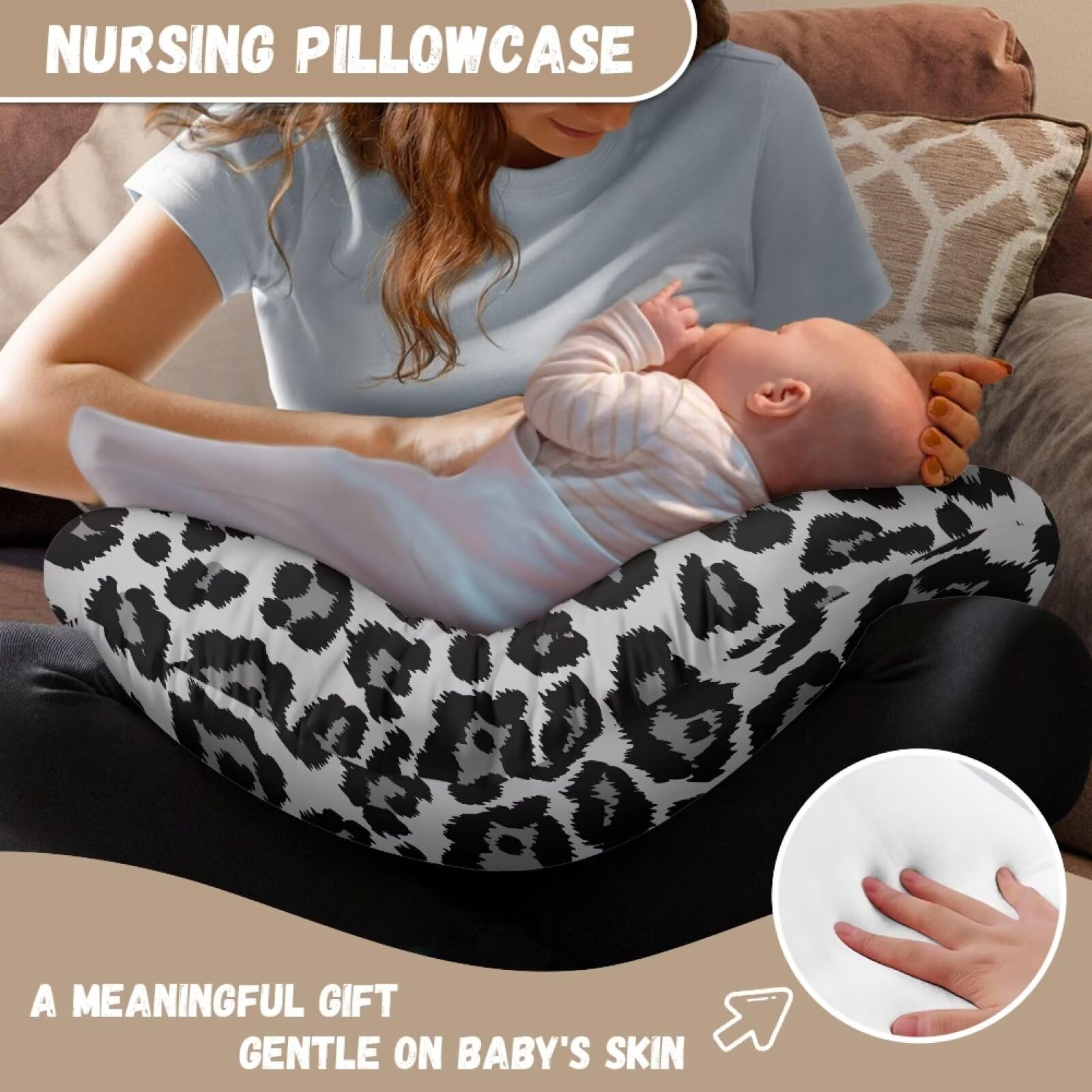 Psesaysky leopard nursing pillow cover nursery decor compatible with various styles.