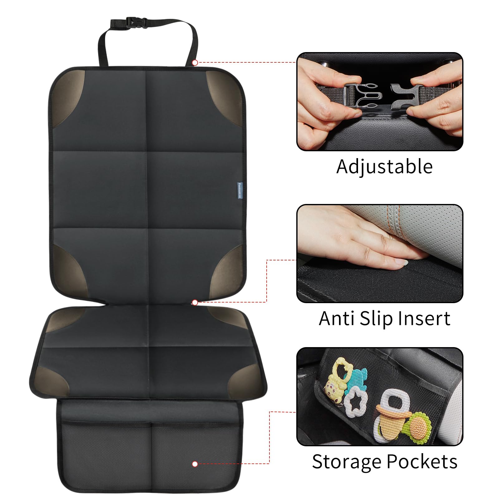 Psumuabrre adjustable safety straps secure the cover to headrests for a snug fit