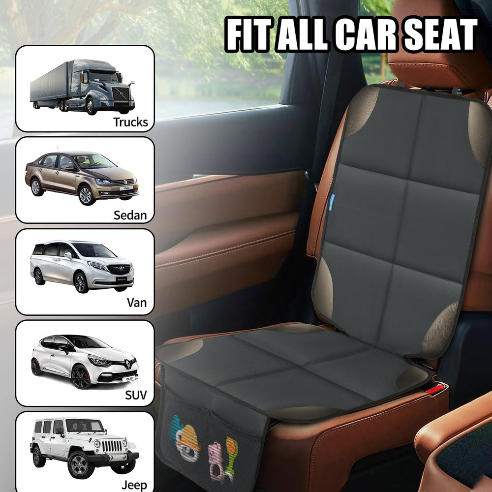 Psumuabrre dark grey cover blends with car interiors while guarding seats from wear.