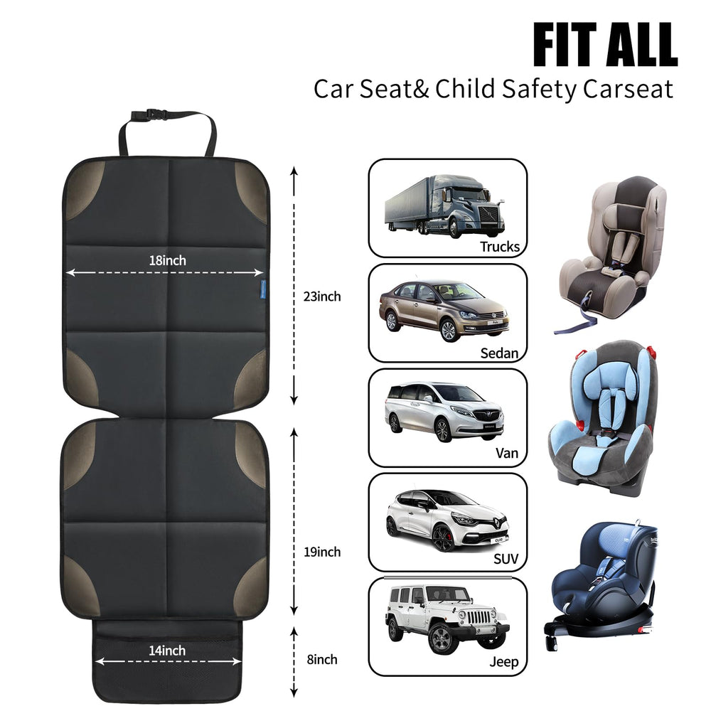 Psumuabrre car seat protector doubles as pet and baby protection on trips.
