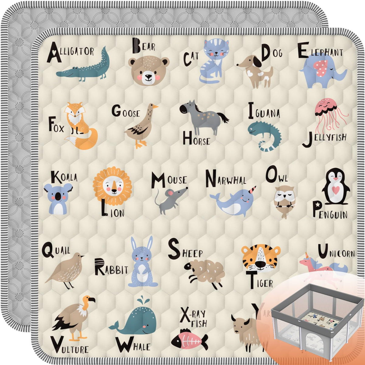 Ptcide baby play mat top view shows spacious 50x50 area for safe floor time