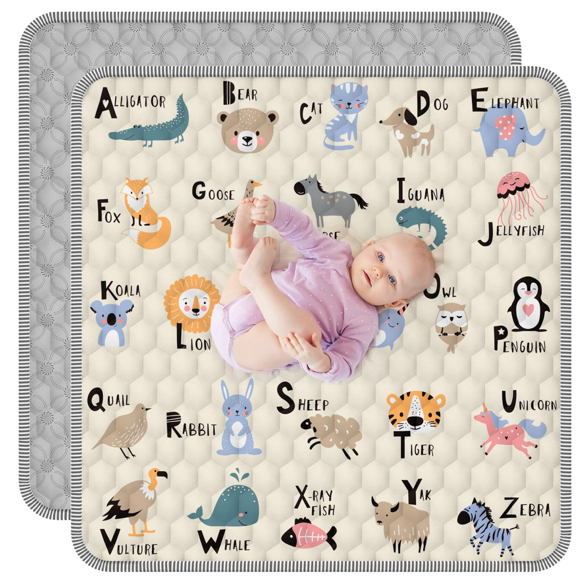 Ptcide Baby Play Mat 59x59 folded for storage, compact and travel-friendly.