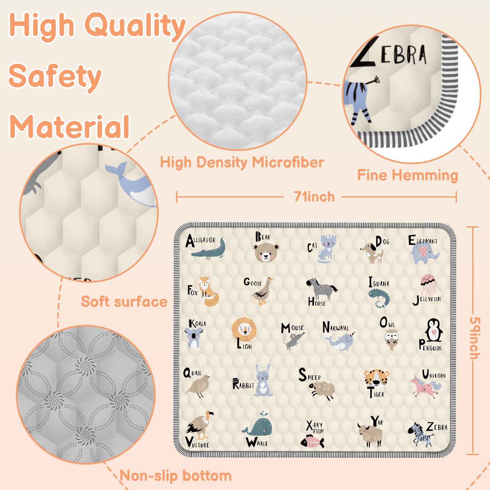 Ptcide Baby Play Mat anti-slip base stabilizes on floors
