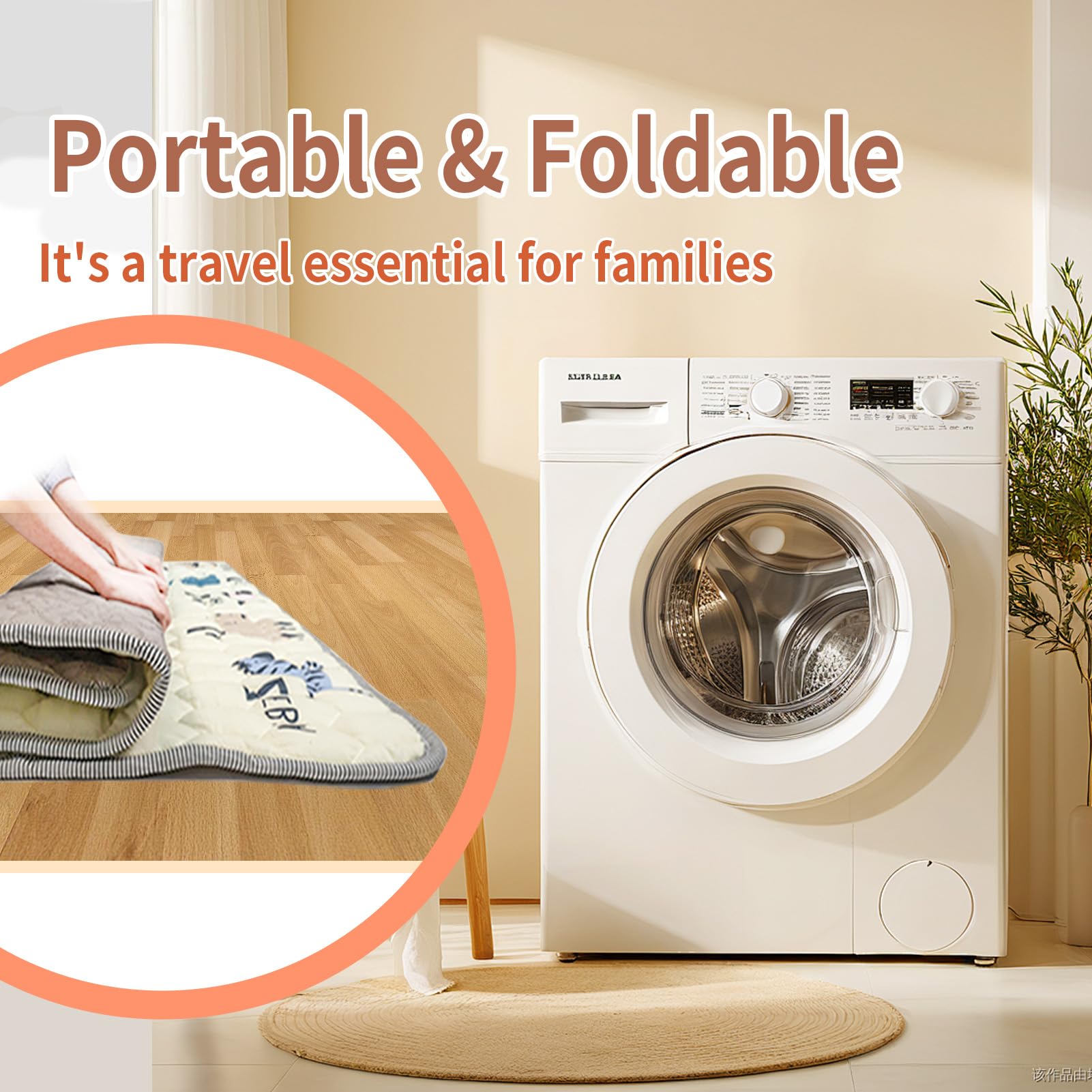 Ptcide baby play mat folded-compact for easy storage and travel
