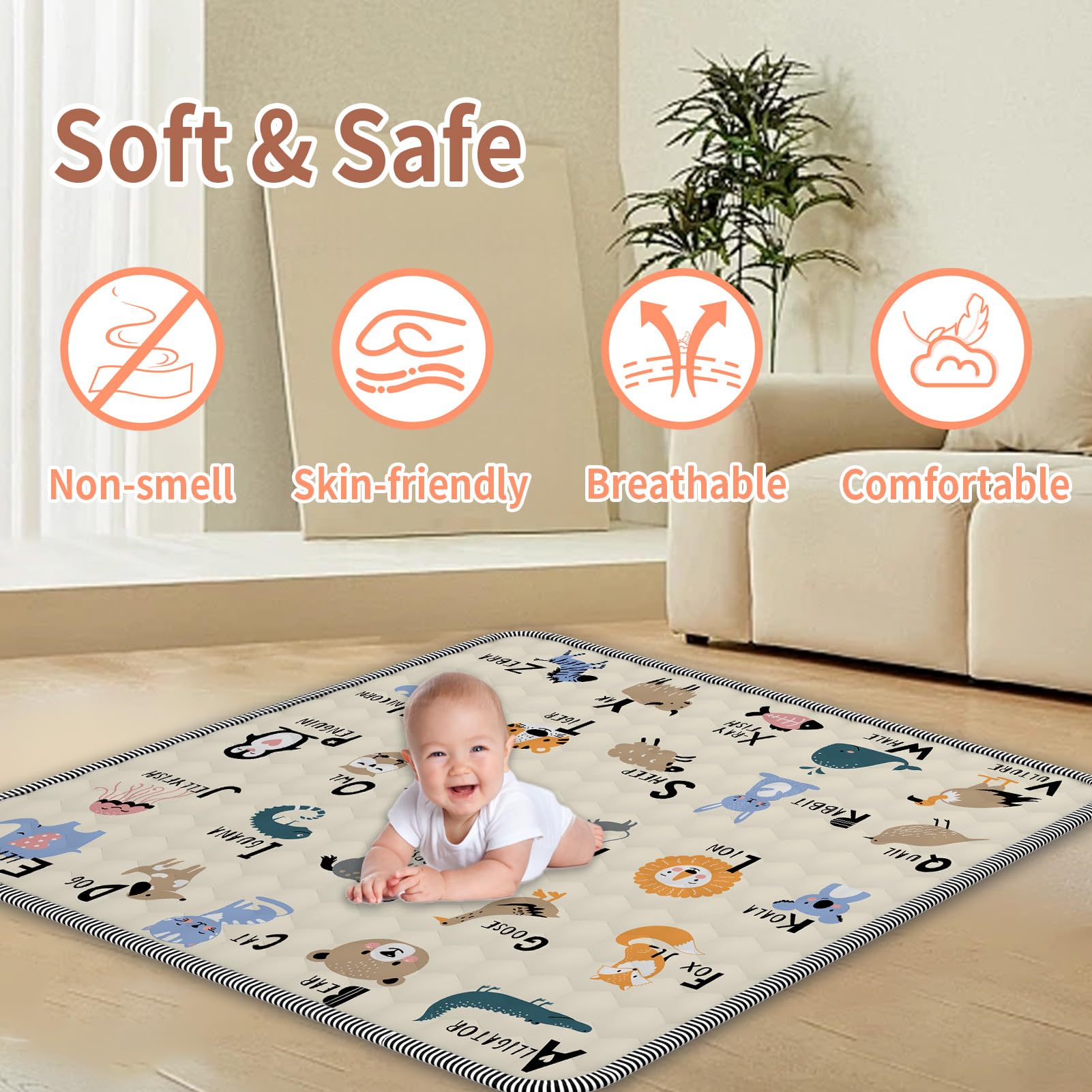 Ptcide baby play mat tummy time ready with plush padding and comfort