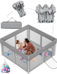 Ptcide foldable baby playpen open shows safe indoor play space