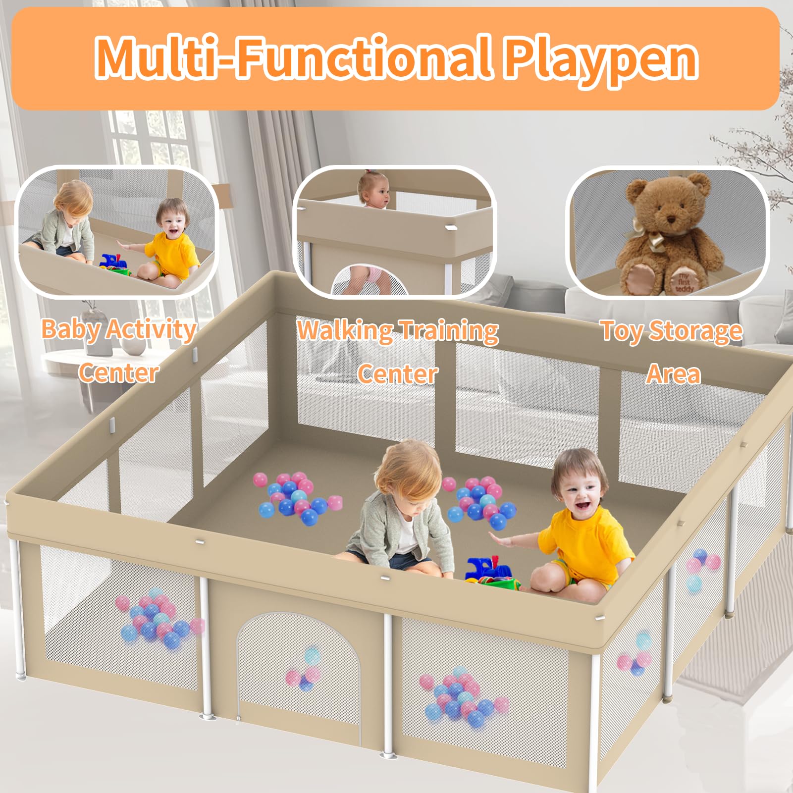 Ptcide foldable playpen 71x71 portable-travel-bag for on the go