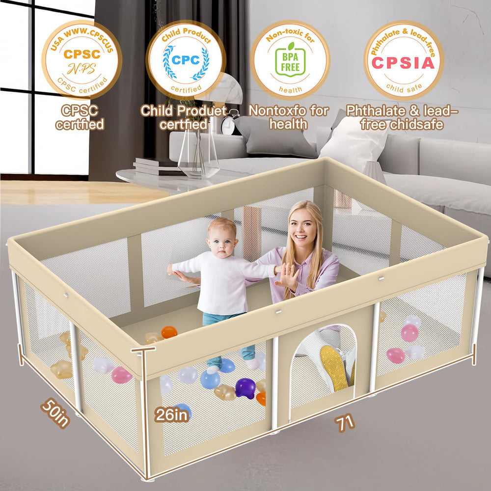 PTCIDE grey playpen with breathable mesh sides