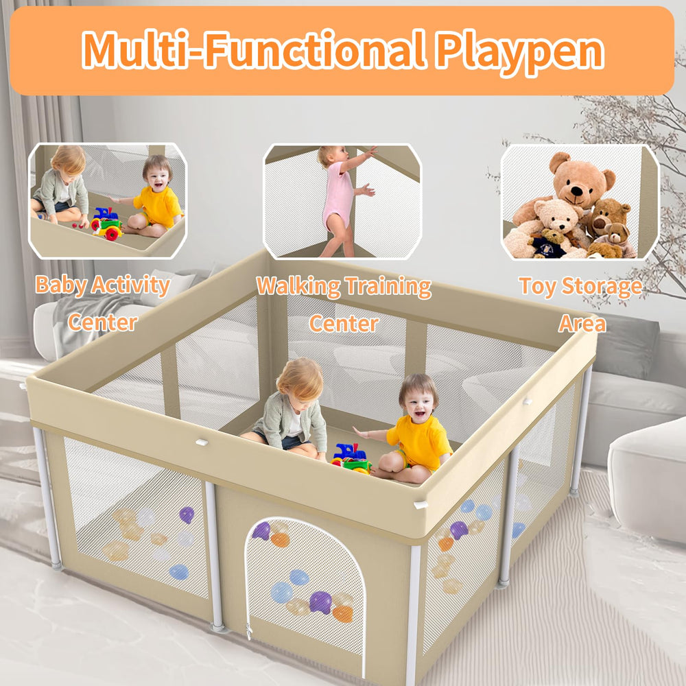 Ptcide foldable playpen folded compact for quick storage