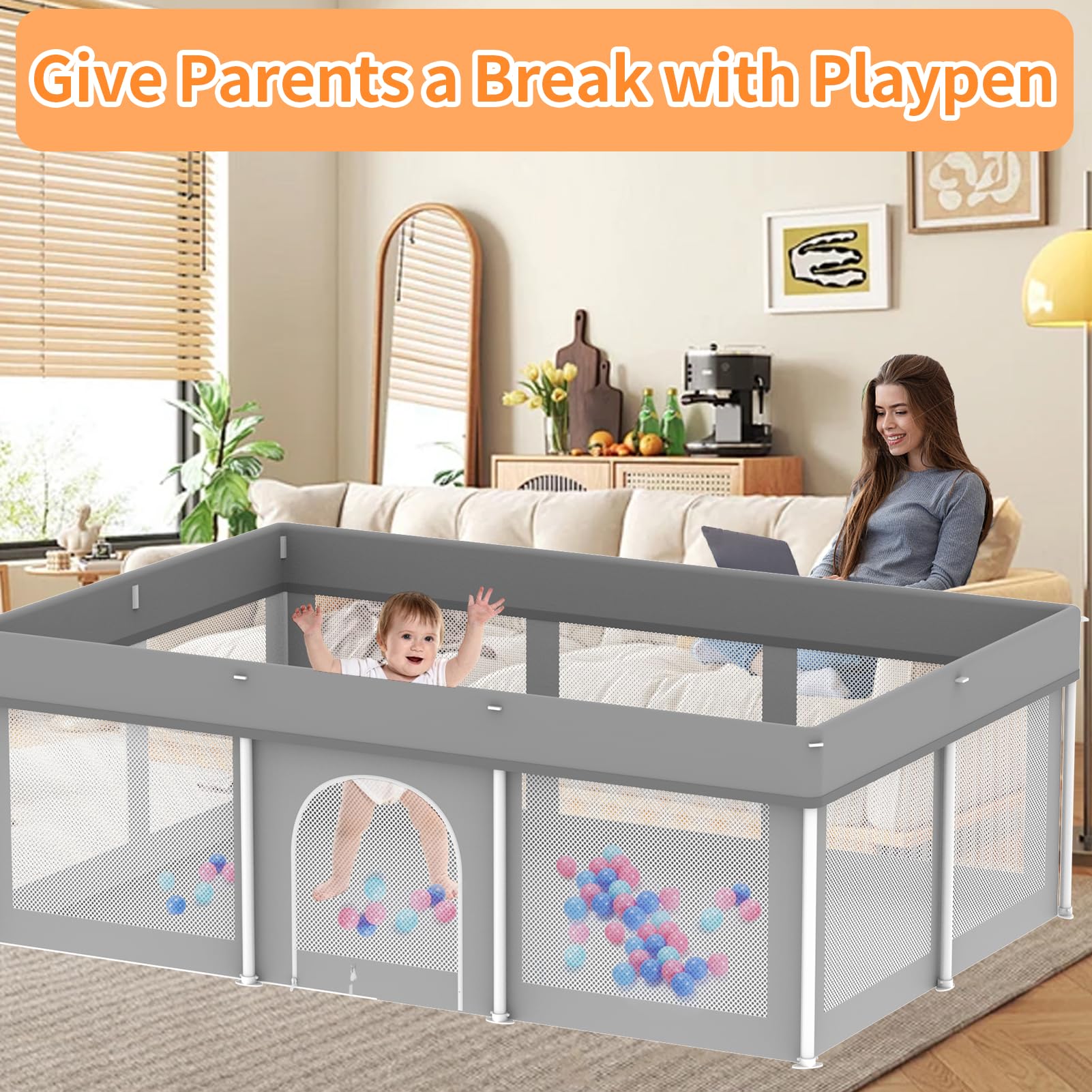 Ptcide foldable playpen removable cover being washed in gray.