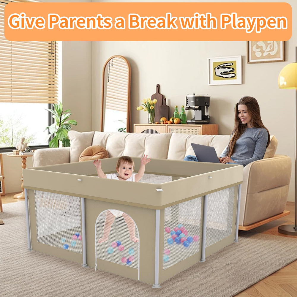 Ptcide foldable playpen safe play area for curious babies