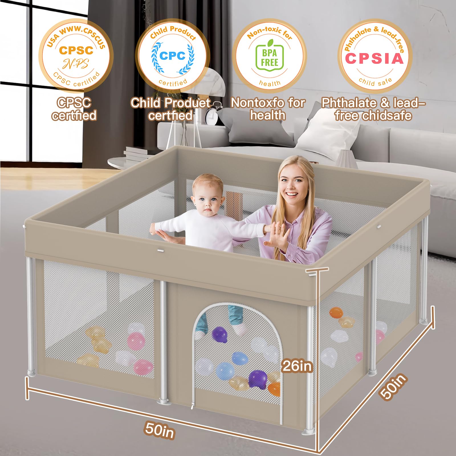 Ptcide playpen removable cover; machine washable for easy cleaning