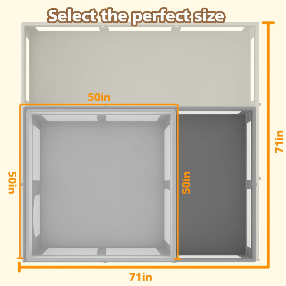 Ptcide playpen soft mesh sides highlight breathable comfort and sturdy structure during playtime.