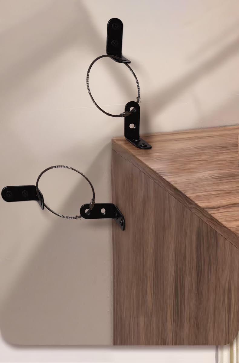 PTKSZGT black anti-tip anchors preventing tip-overs on a cabinet