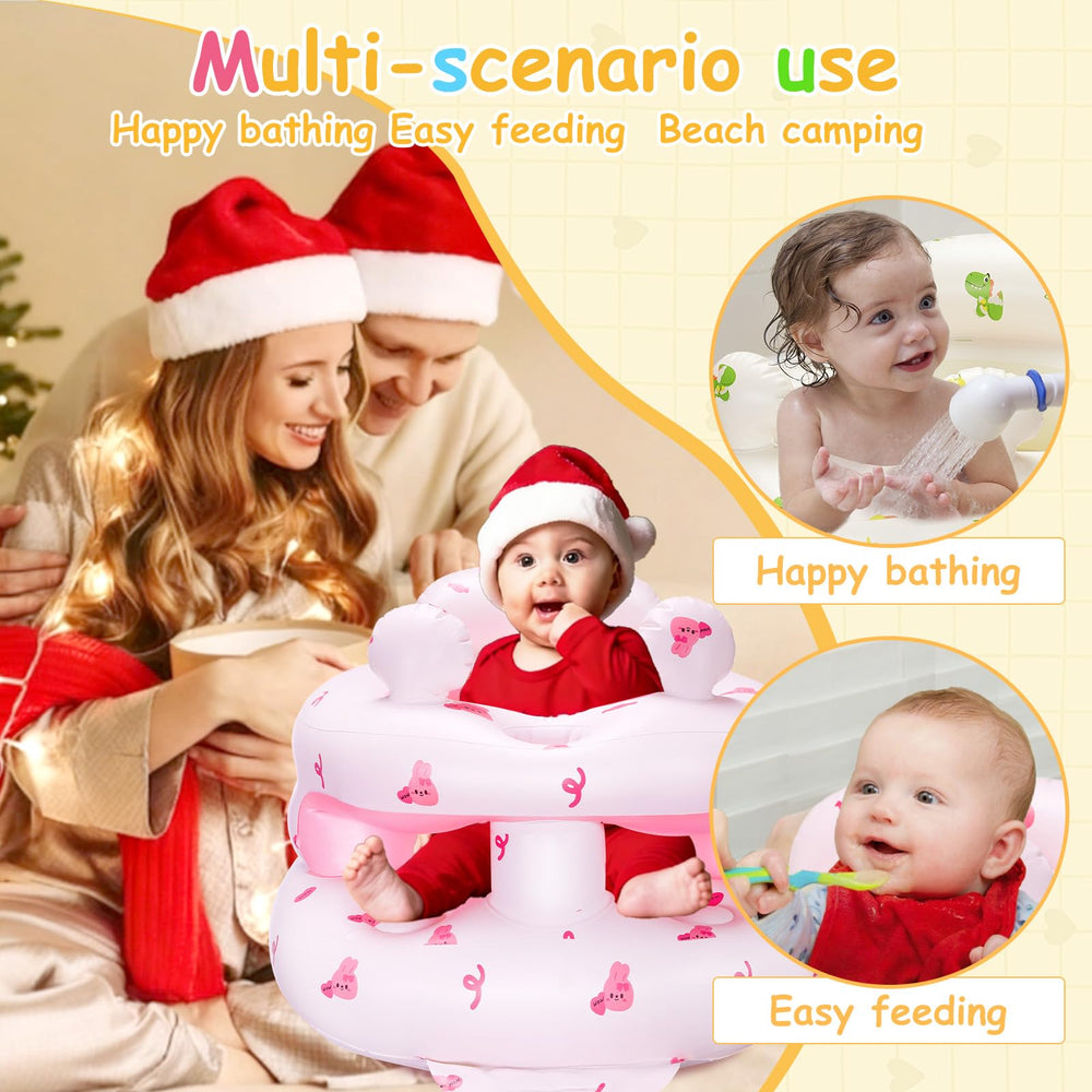ptlruzk inflatable baby seat pink bunny beach-outdoors portable seating for travel.
