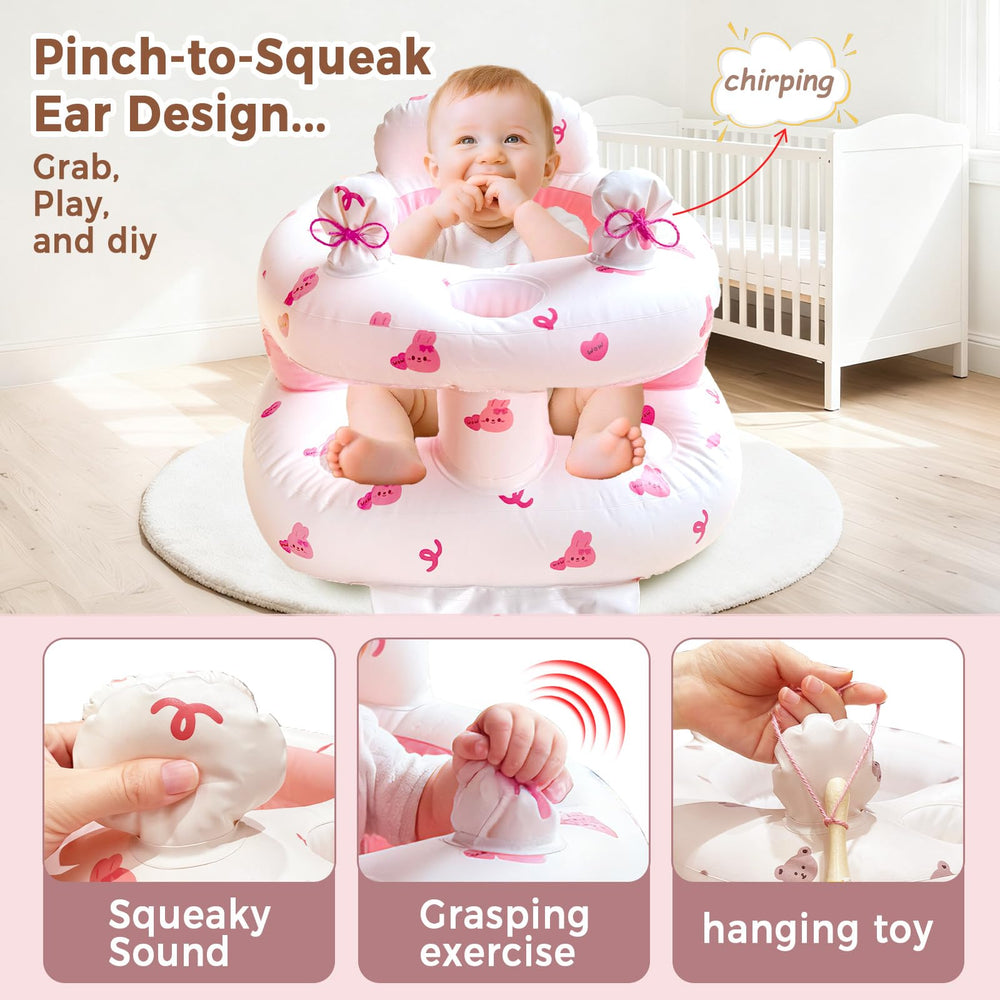 ptlruzk inflatable baby seat pink bunny ear-toys-hanging offers easy toy storage and engagement.