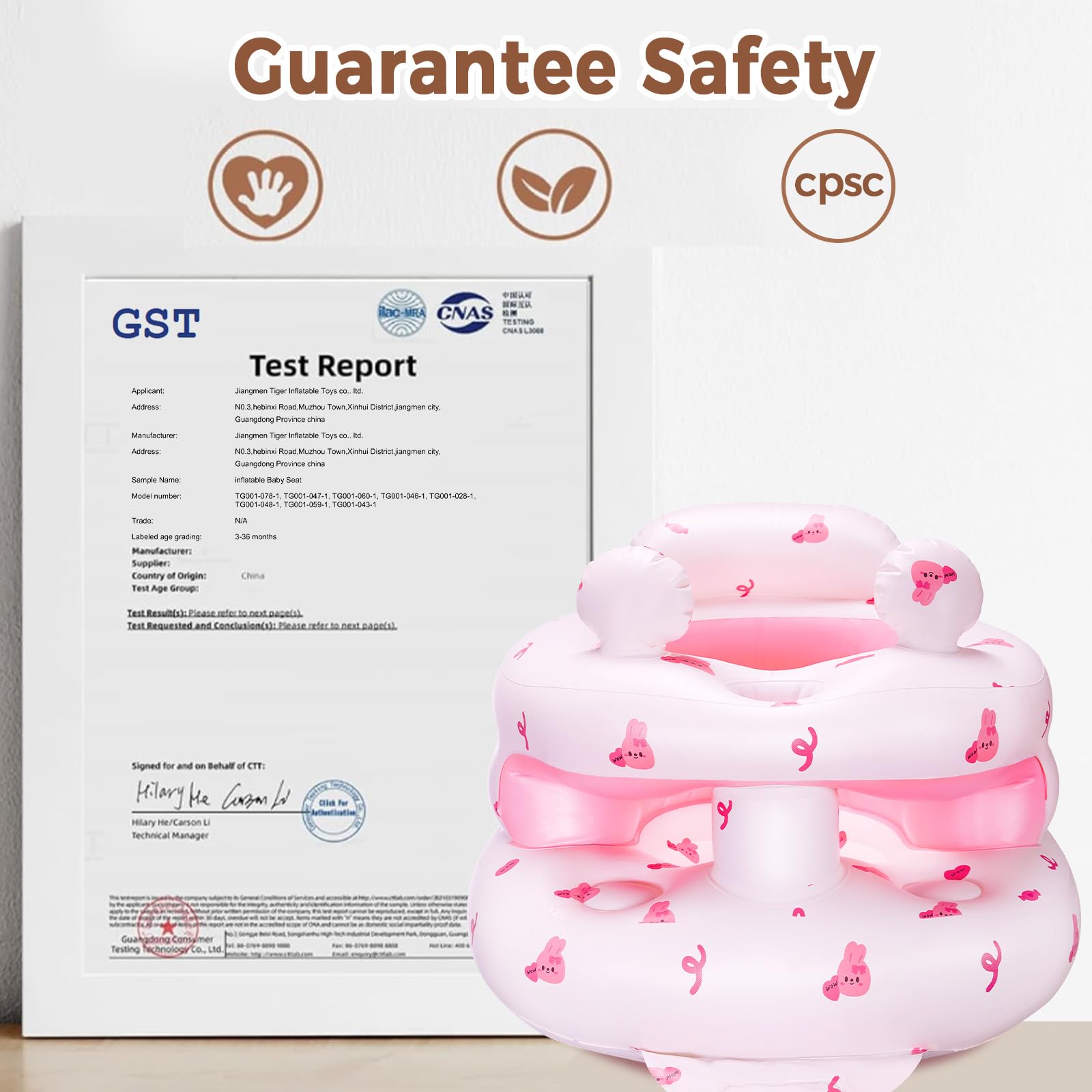 ptlruzk inflatable baby seat pink bunny quick-inflation-storage highlights time-saving setup.