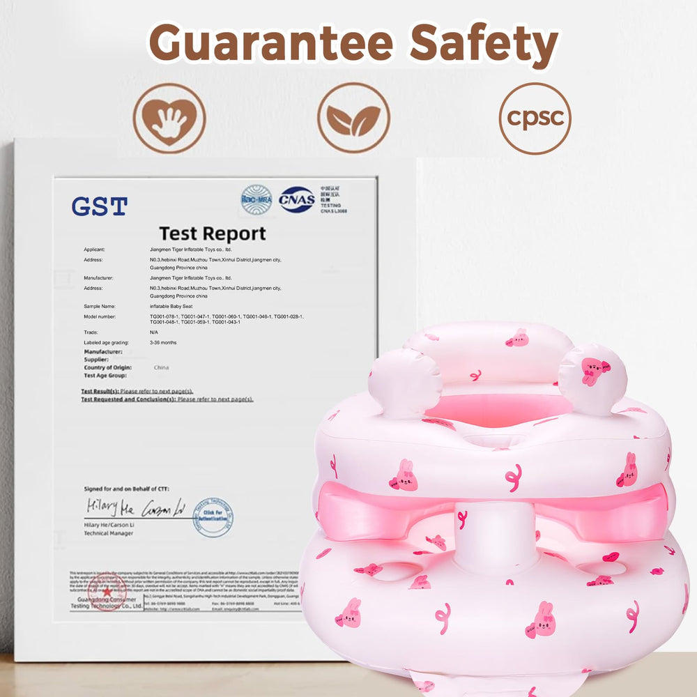 ptlruzk inflatable baby seat pink bunny quick-inflation-storage highlights time-saving setup.