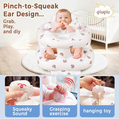 ptlruzk ear-bear sound feature entertains baby with gentle chirps during floor time.