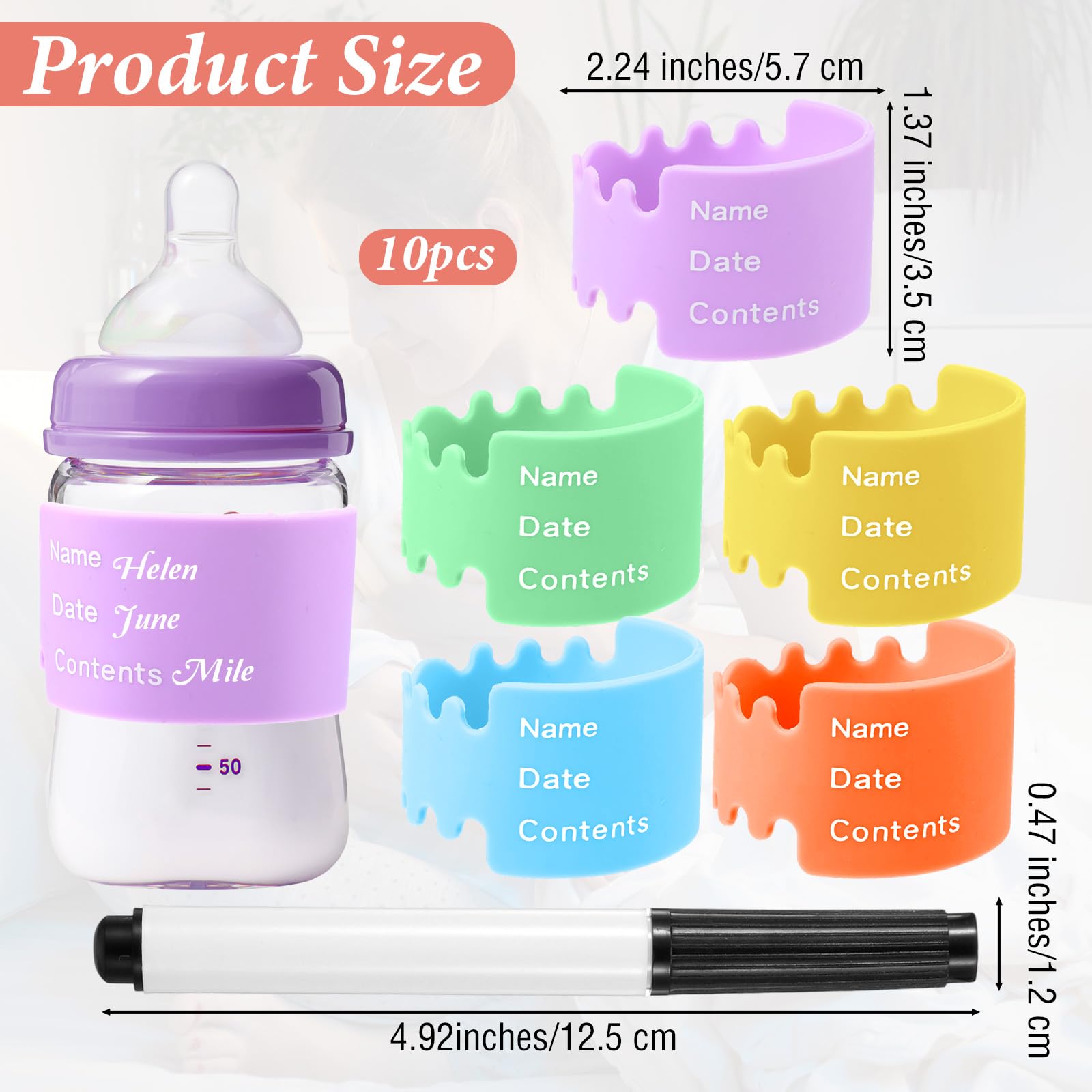 Ptwola orange label on bottle band improves daycare item organization