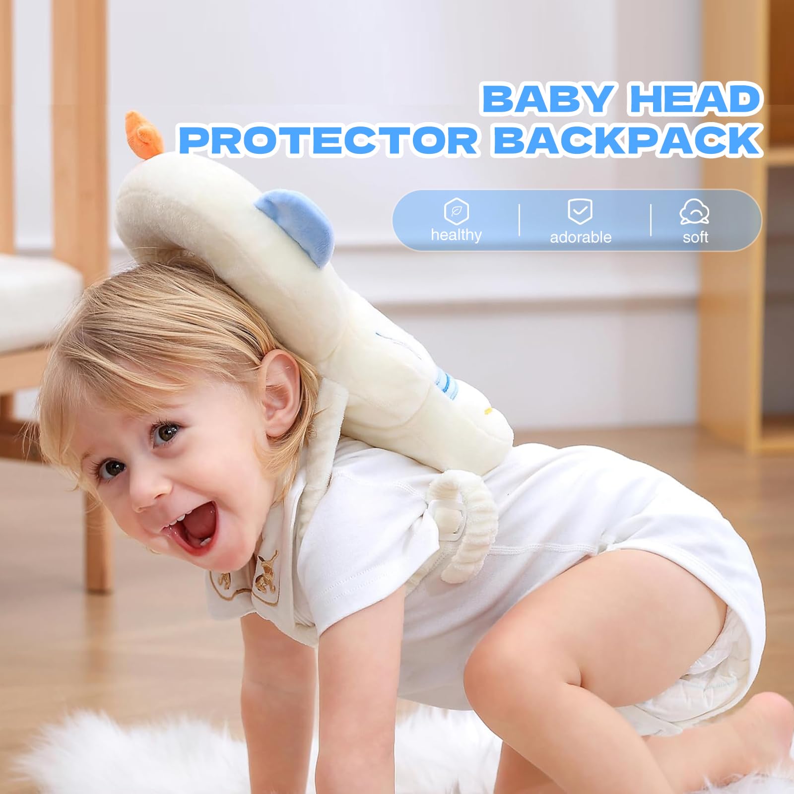 Pucmaoci baby head protector backpack astronaut side view supporting active exploration