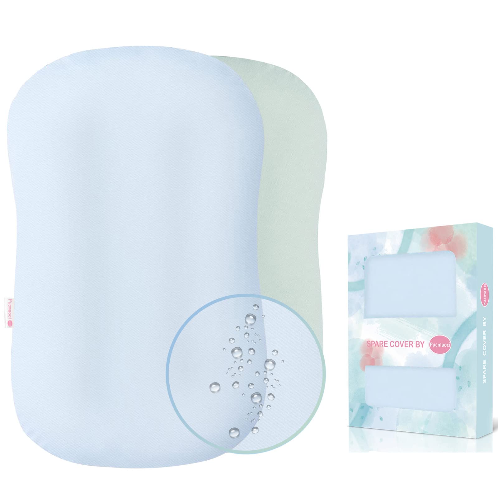 Pucmaoci baby lounger cover blue fabric offers soft skin-friendly comfort.