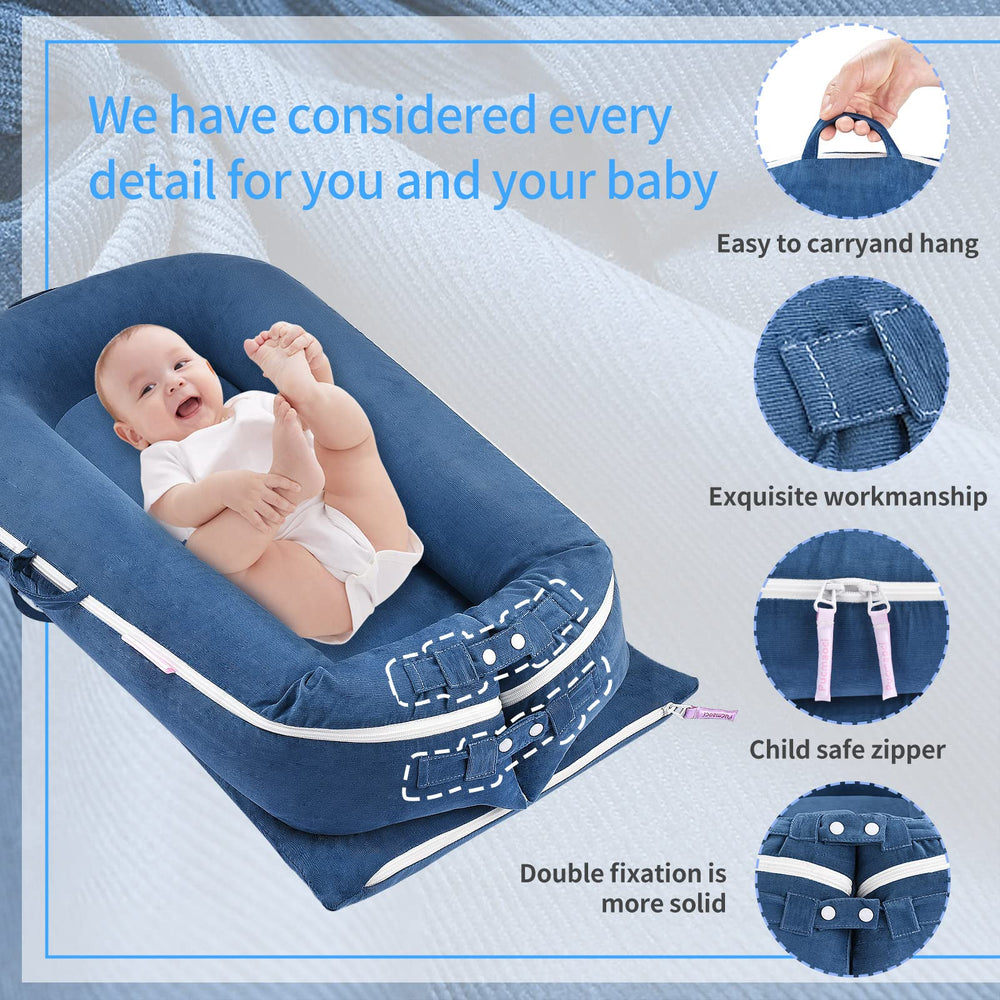 Pucmaoci cotton corduroy cover is machine washable and durable for busy parents.