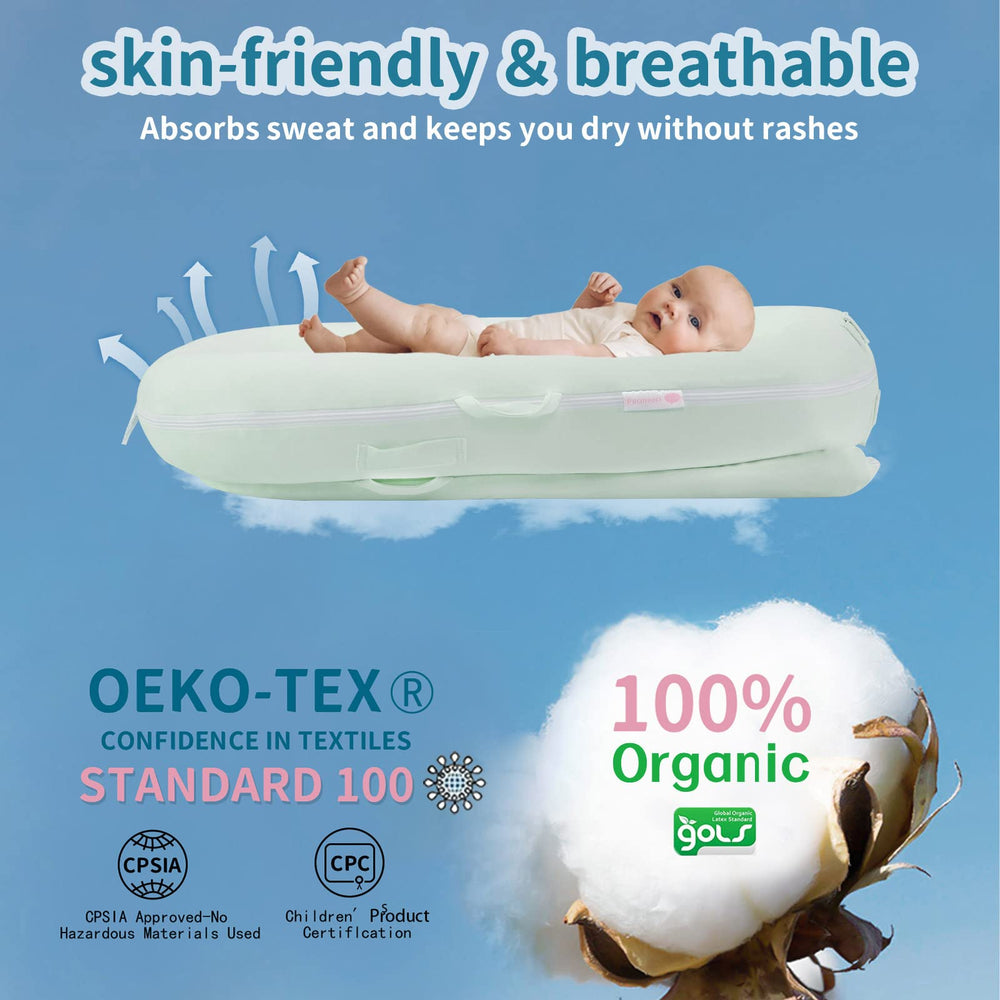 Pucmaoci organic cotton cover close-up, skin-friendly fabric for baby comfort