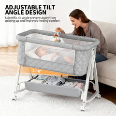 Pudult baby bassinet breathable-mesh walls ensure airflow and visibility.