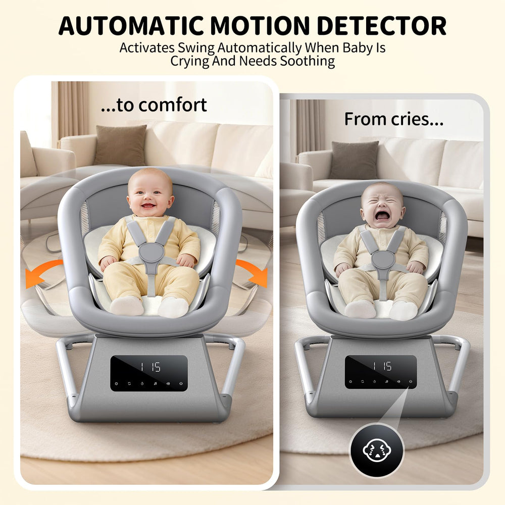 Pudult Baby Swing 5 point harness ensures secure newborn seating