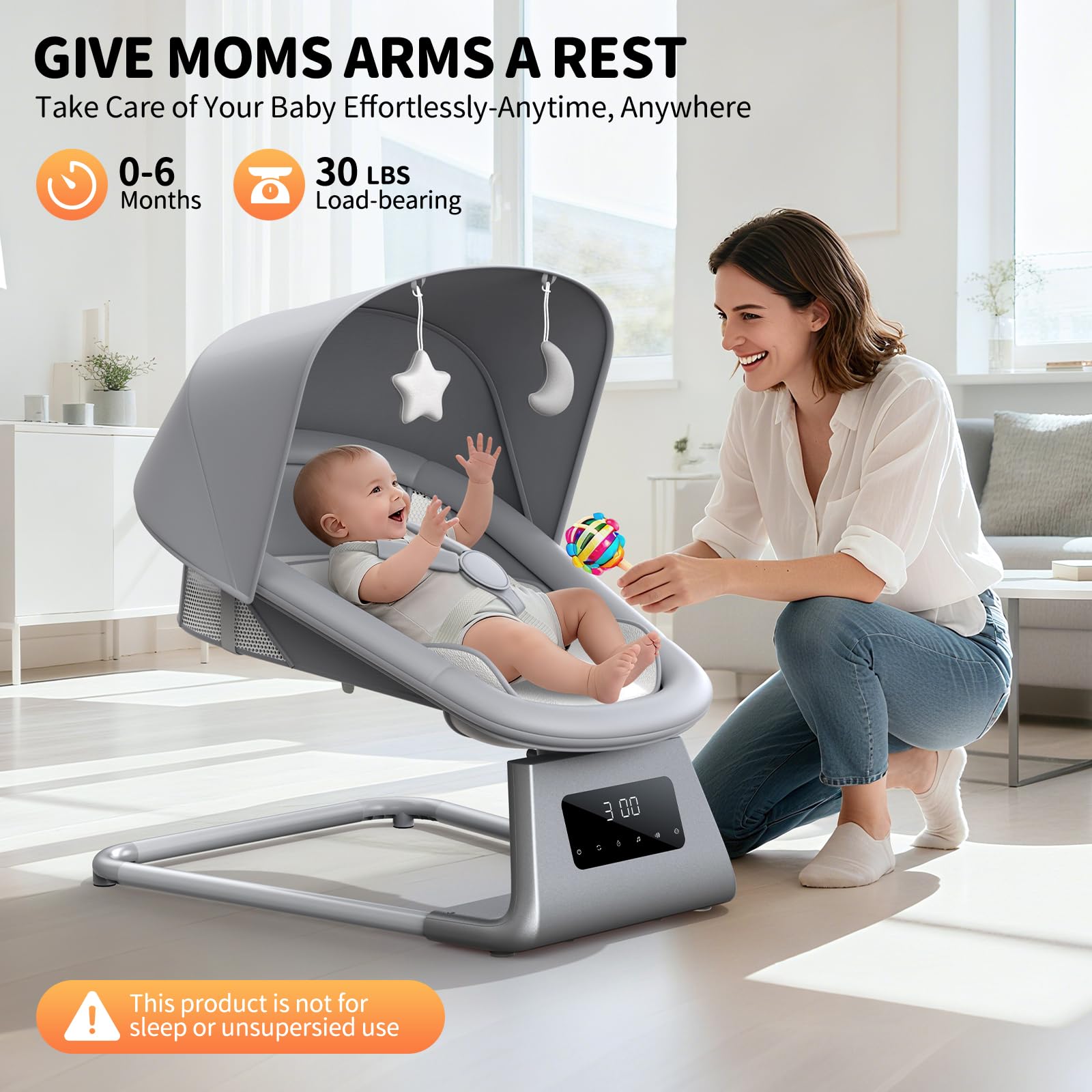 Pudult Baby Swing offers 5 rocking speeds for personalized comfort