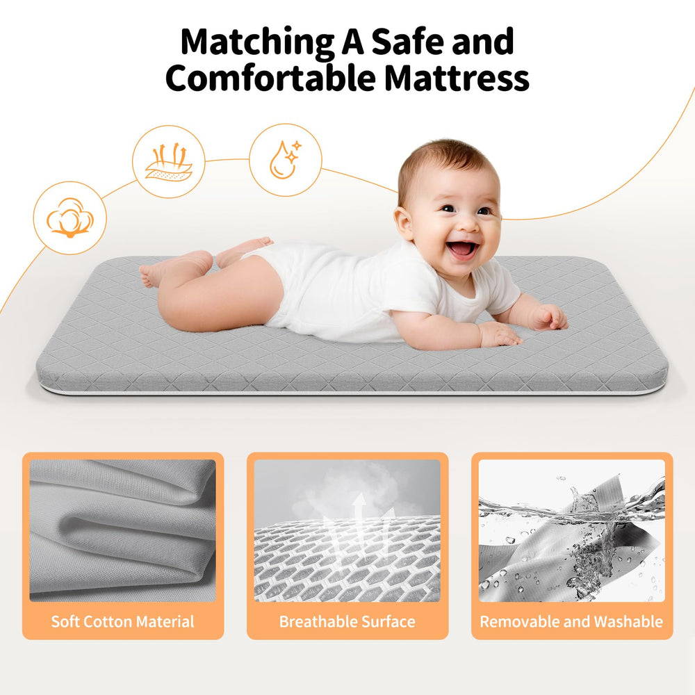 Pudult bassinet mosquito-net adds protective coverage for peaceful sleep.