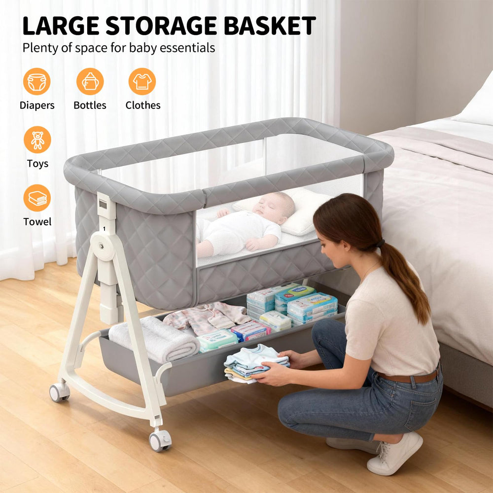 Pudult bassinet tool-free-assembly makes setup quick and easy.