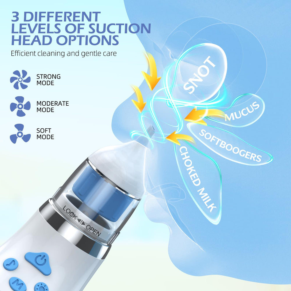 Pudult nasal aspirator USB-C charging enables quick power on the go.