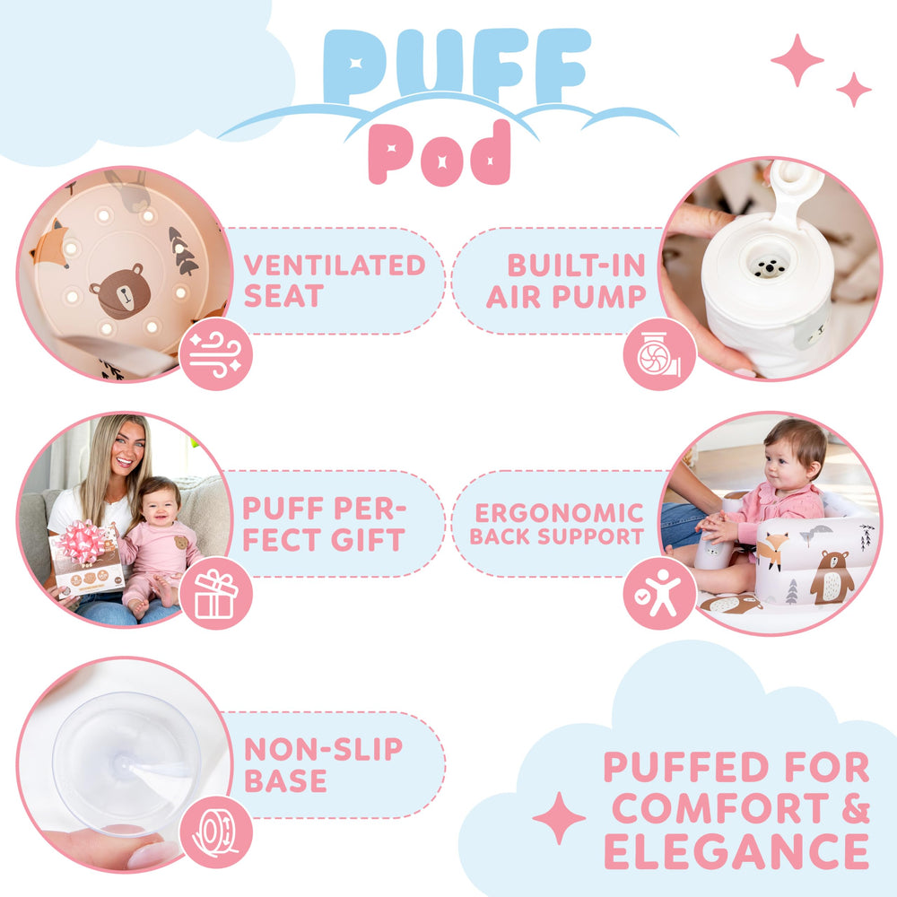 Puff Pod gift-ready packaging indicates ideal baby shower gift.