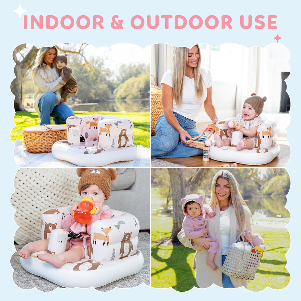 Puff Pod ventilated seat helps keep baby cool during longer sits.