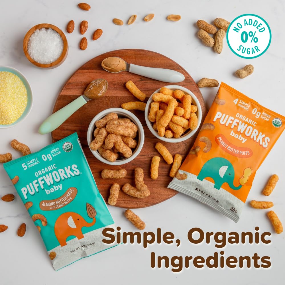 Puffworks Baby Peanut Introduction Snack — early peanut-flavored snack for curious toddlers.