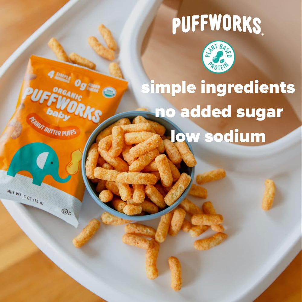 Puffworks Baby snacks in a diaper bag, ready for on-the-go snacking.