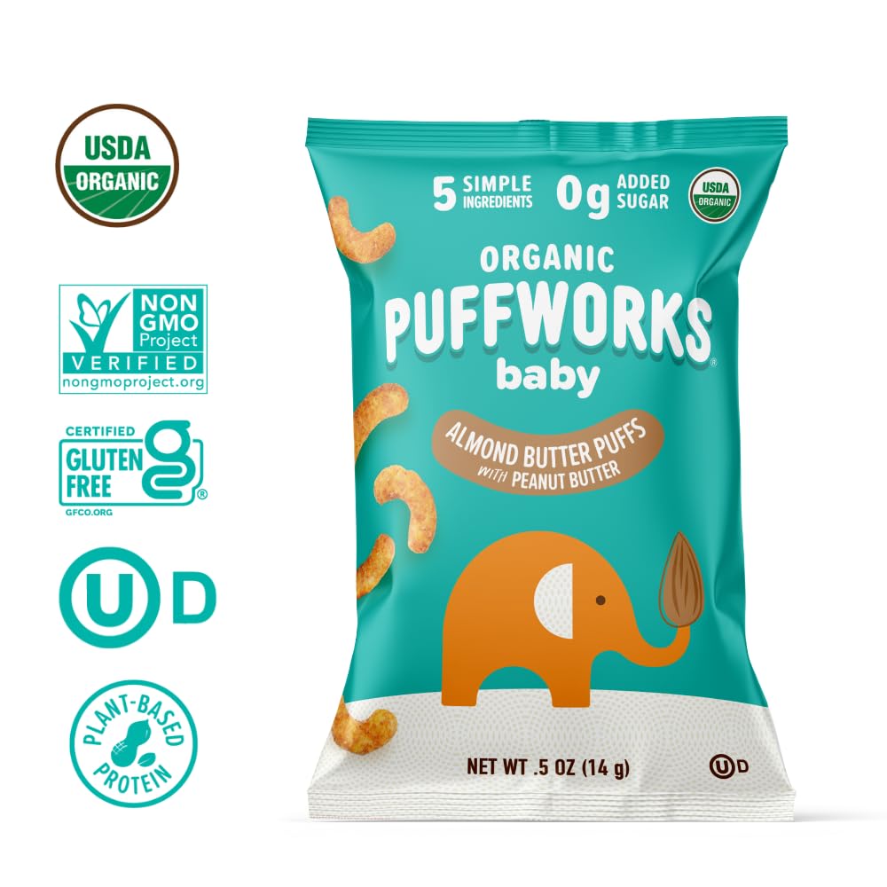 Puffworks Organic Nut Butter Puffs emphasizes real nut ingredients with no fillers