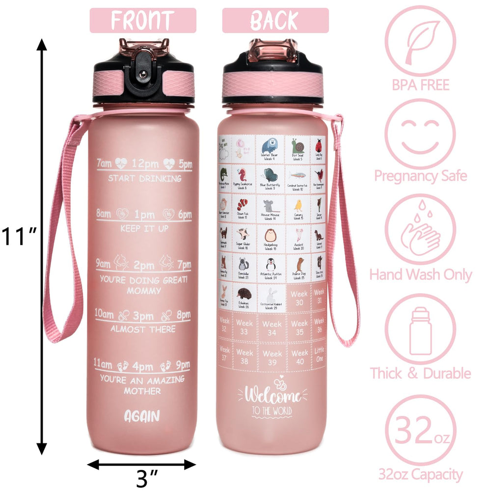PuGez bottle with motivational quotes and reminders for water intake