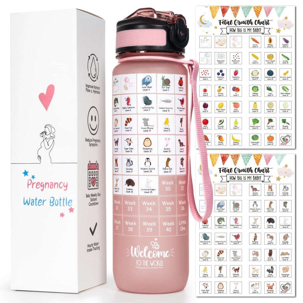 PuGez pregnancy water bottle tracker black front view for daily hydration tracking