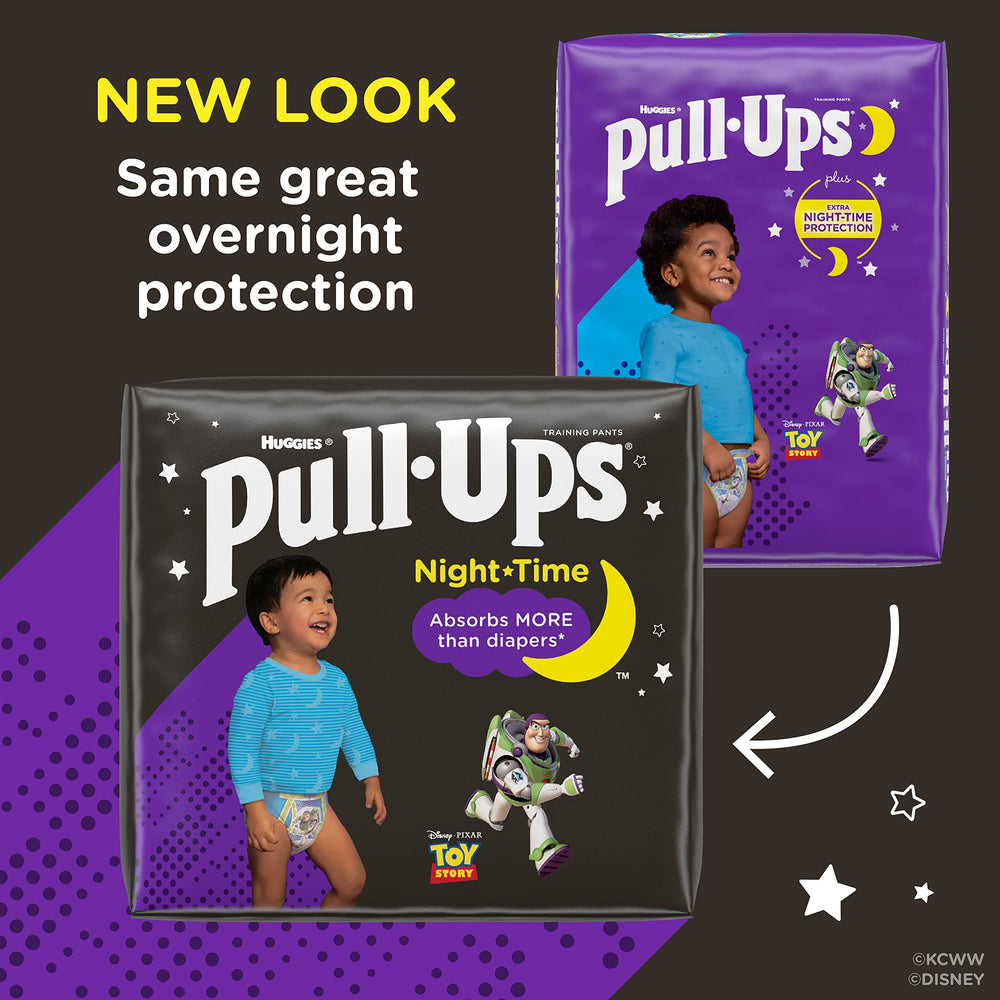 Pull-Ups absorbent core for overnight protection supporting calm bedtimes.