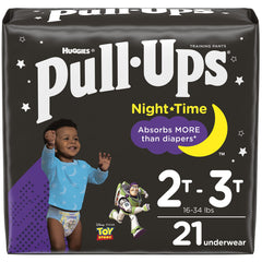 Pull-Ups Buzz Lightyear nighttime graphics encourage independent training.