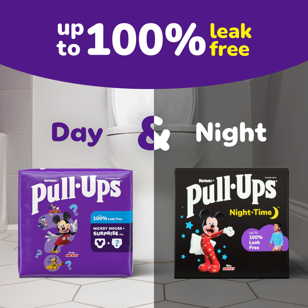 Pull-Ups Mickey design image highlights absorbent zones for confident help during potty training.