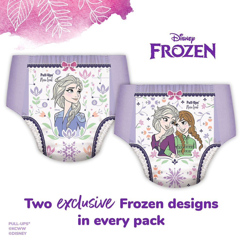 Pull-Ups New Leaf Disney Frozen packaging close-up featuring Elsa and Anna.