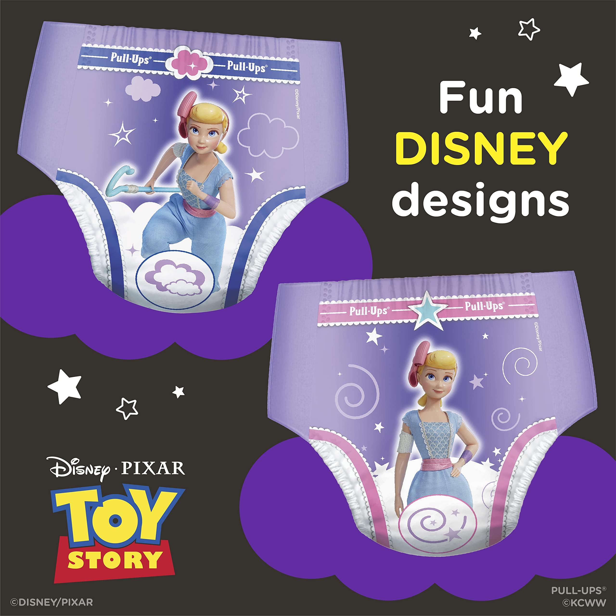 Pull-Ups nighttime packaging Toy Story graphics aids recognition during nightly routines.