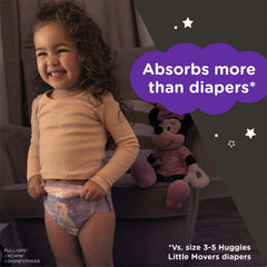 Pull-Ups nighttime pants easy-open sides demonstrate quick midnight changes.