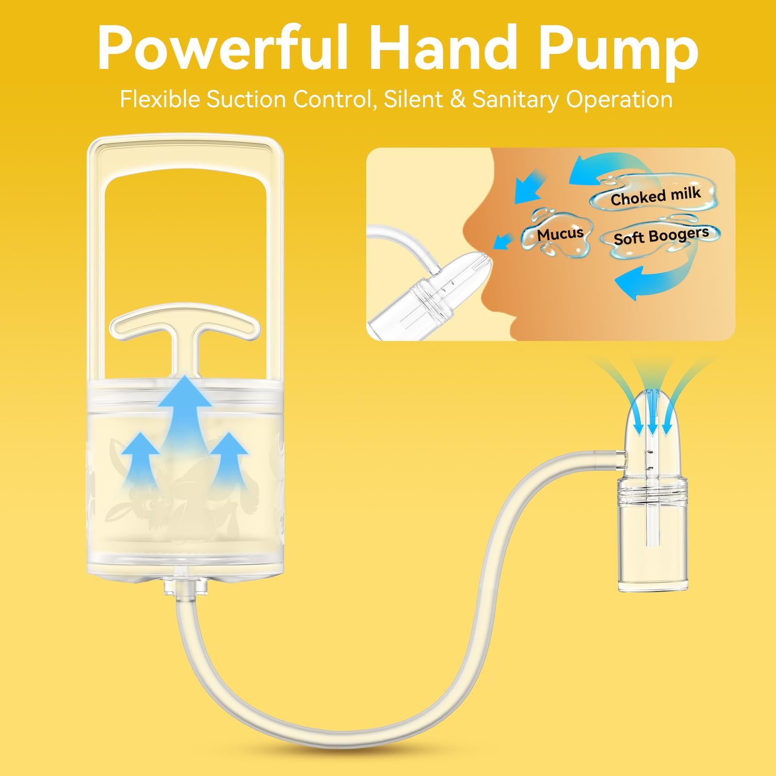 Pumpinose nose-tip flexible demonstrates non-invasive insertion for delicate baby noses.