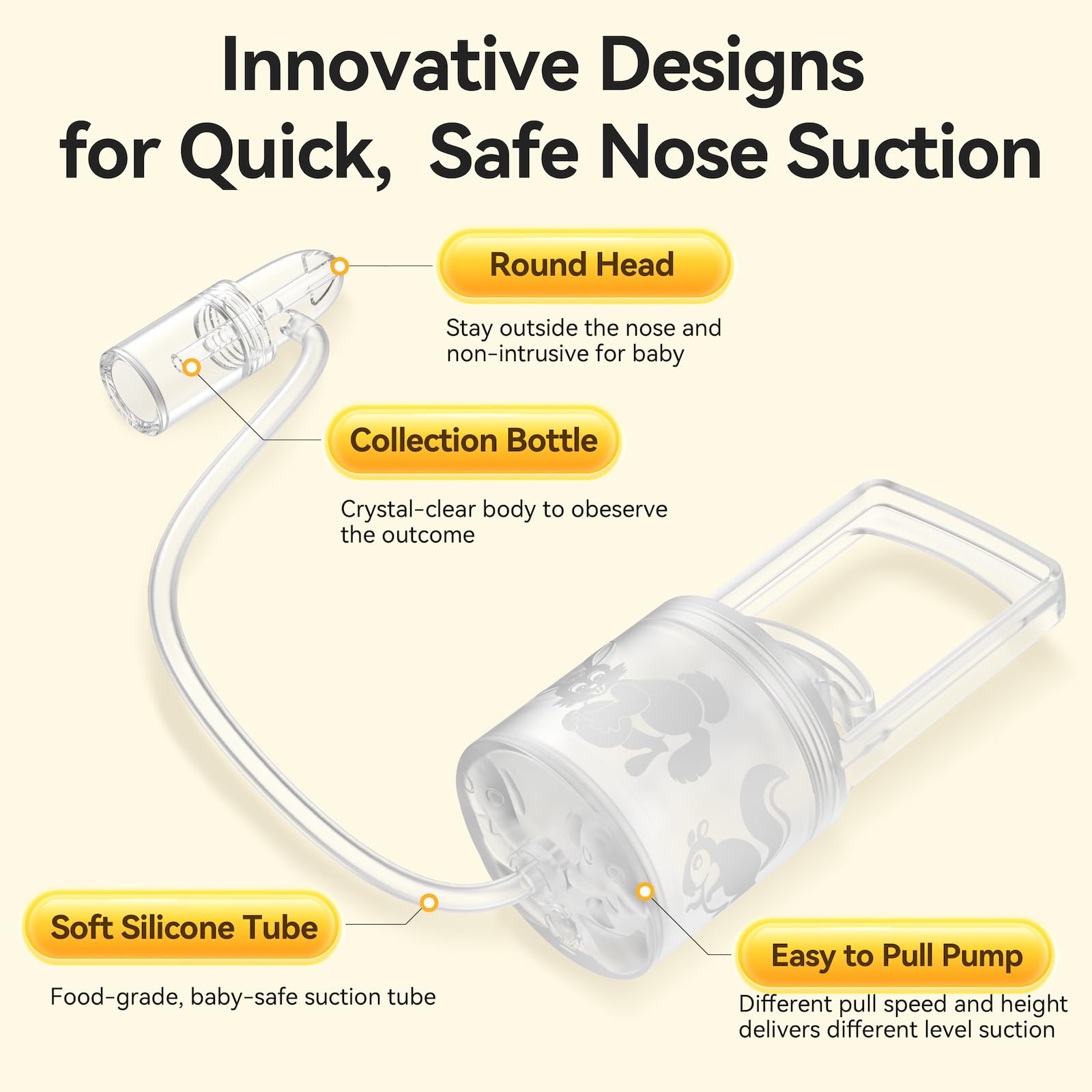 Pumpinose nasal aspirator quiet operation suitable for naps and quiet moments.