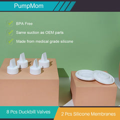 PUMPMOM-US silicone membranes 2-pack; compatible with gentle, consistent suction.